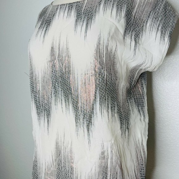 Erin Fetherston Silk Metallic Ikat Blouse Top - Picture 2 of 8